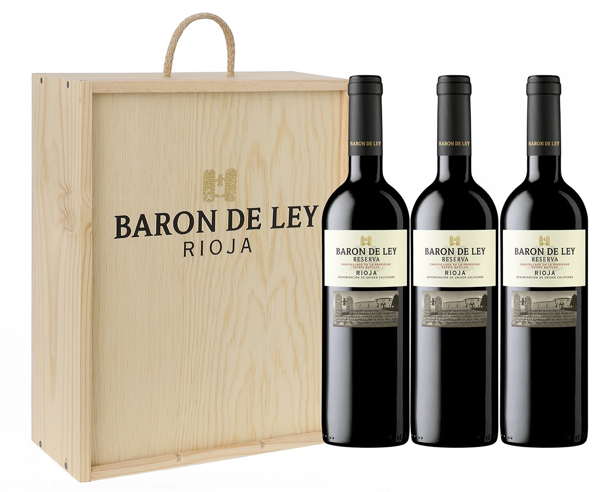Imagen Estuche madera 3 botellas Baron de Ley Reserva